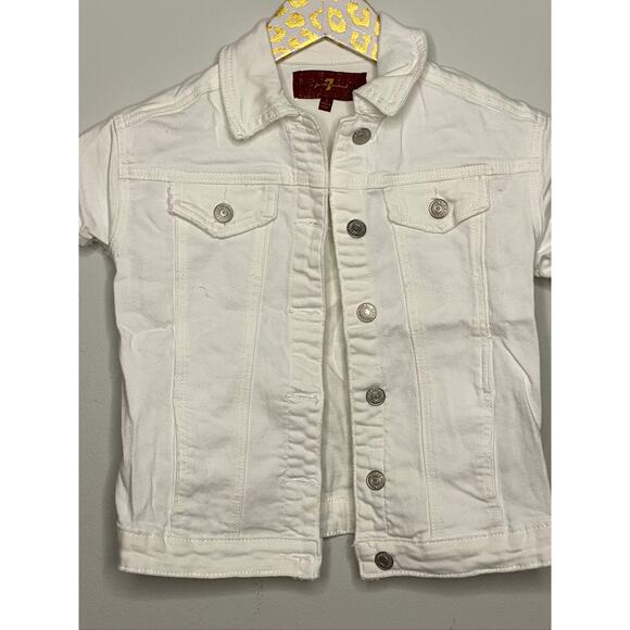 7 For All Mankind White Denim Jacket | Small - Picture 2 of 5